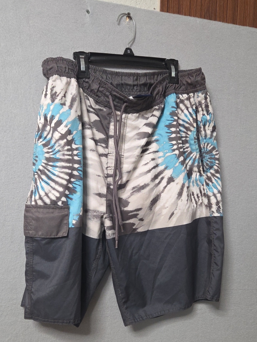 Men's U.S. Apparel Swim Trunks XL Grey Blue Tie Dye